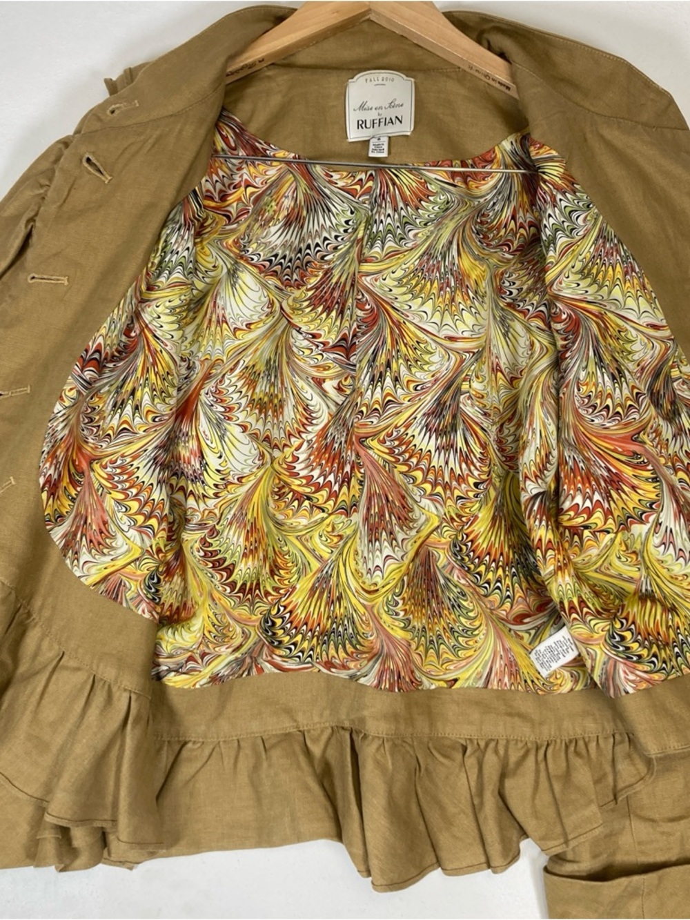 Anthropologie RUFFIAN MISE en SCENE Well Wisher Jacket Ruffle Linen Silk Size 8 - Picture 5 of 16